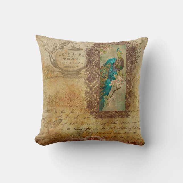 Vintage Peacock Cushion (Front)