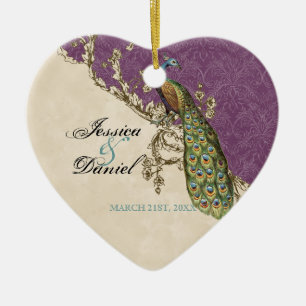 Vintage Peacock & Etchings Christmas Ornament