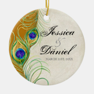 Vintage Peacock & Etchings Christmas Ornament