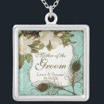 Vintage Peacock & Etchings Mother of the Groom Silver Plated Necklace<br><div class="desc">Text reads, "Mother of the Groom, bride & groom's names & wedding date." This elegant Vintage peacock, damask and etchings design is featured on a wide range of wedding products including invitations. This sterling silver keepsake necklace is perfect for a Bridal shower gift for the bride, for bridesmaids' gifts of...</div>