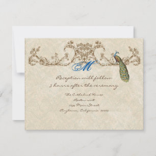 Vintage Peacock & Etchings Reception Invitation