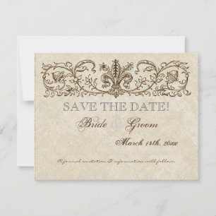 Vintage Peacock & Etchings, Save the Date Card