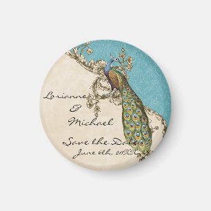 Vintage Peacock & Etchings Save the Date Magnet