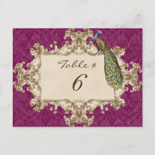 Vintage Peacock & Etchings, Table Number Card
