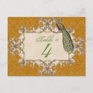 Vintage Peacock & Etchings, Table Number Card