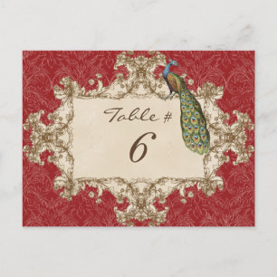 Vintage Peacock & Etchings, Table Number Card