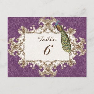 Vintage Peacock & Etchings, Table Number Card