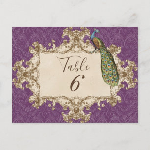 Vintage Peacock & Etchings, Table Number Card