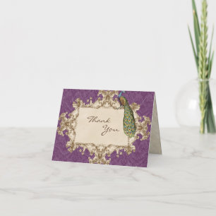 Vintage Peacock & Etchings Thank You Note Cards