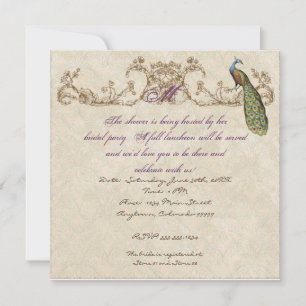 Vintage Peacock & Etchings Wedding Invitation
