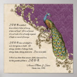 Vintage Peacock & Etchings - Wedding Personalised Poster<br><div class="desc">This art print can be framed or used in a scrapbook. It designed to coordinate with all of the Vintage Peacock & Etchings Wedding Ensemble item. The background colour can be changed to match any colour you desire. Simply contact us and we'll set it up for you! Easy to customise,...</div>