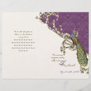Vintage Peacock & Etchings Wedding Program