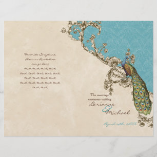 Vintage Peacock & Etchings Wedding Program