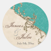 Vintage Peacock & Etchings  Wedding Seal