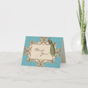Vintage Peacock & Etchings Wedding Thank You Notes
