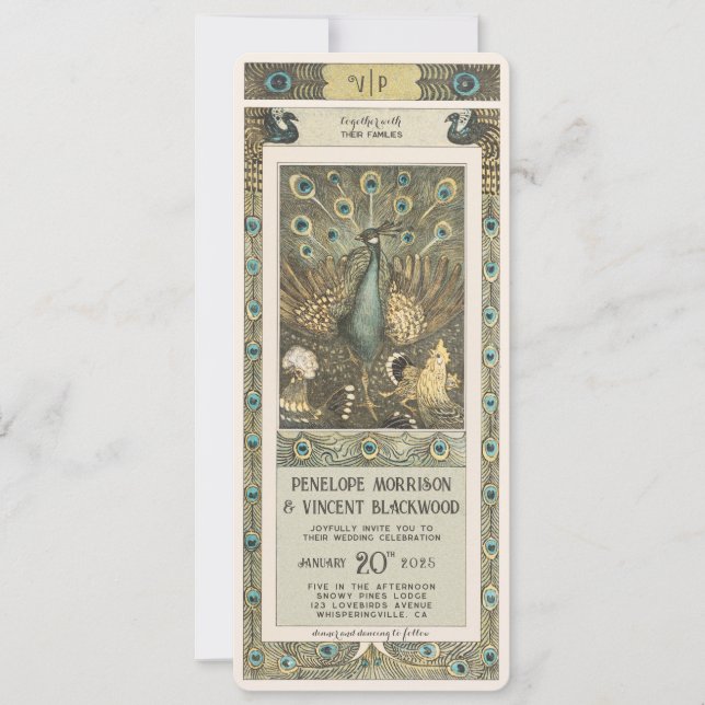 Vintage Peacock Farm - Wedding Invitation (Front)