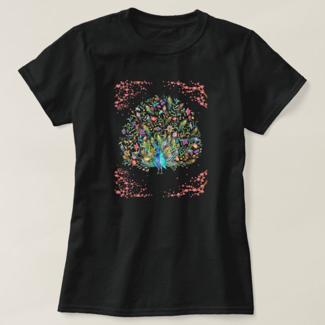 Vintage Peacock Feather Peacock Japanese Bird T-Shirt (Design Front)