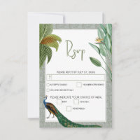 Vintage Peacock Feather Tropical Greenery Wedding 