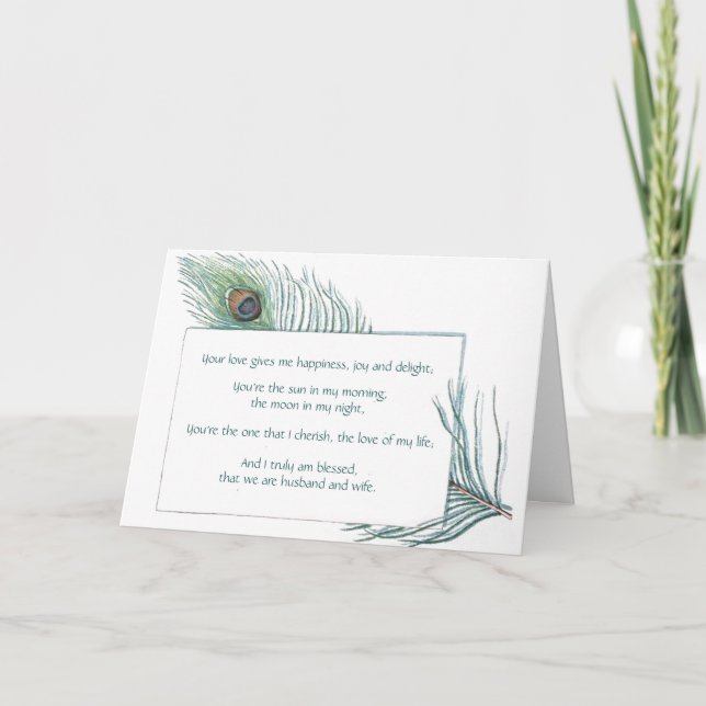 Vintage Peacock Feather True Love Quote Card (Front)