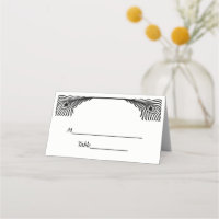 Vintage Peacock Feathers Black Escort Cards Place