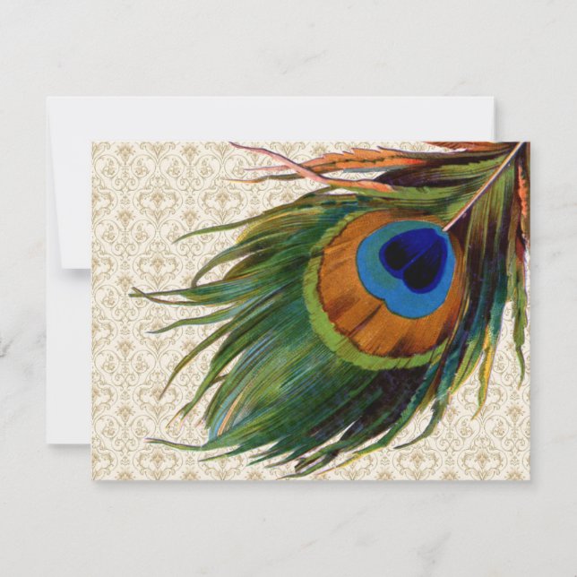 Vintage Peacock Feathers Bridal Tea Invitation (Front)