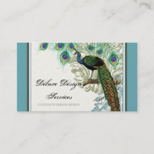 Vintage Peacock, Feathers - Elegant Business Cards