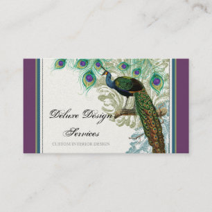 Vintage Peacock, Feathers - Elegant Business Cards