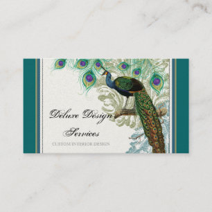Vintage Peacock, Feathers - Elegant Business Cards