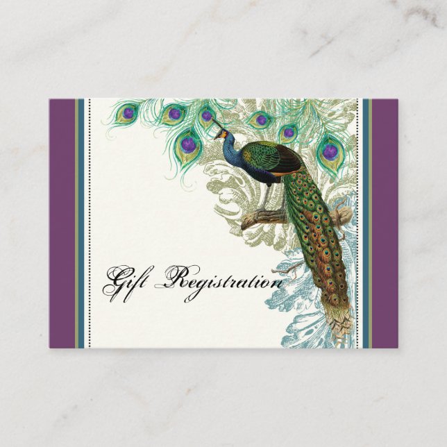 Vintage Peacock, Feathers - Gift Registration Card (Front)