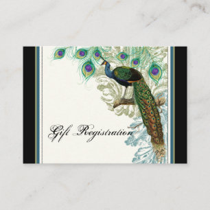 Vintage Peacock, Feathers - Gift Registration Card