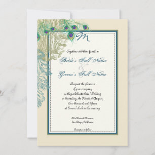 Vintage Peacock, Feathers n Etchings - Invitation