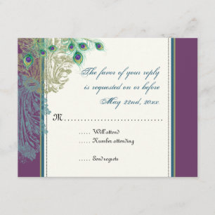 Vintage Peacock, Feathers  RSVP response card