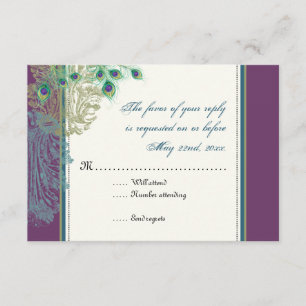 Vintage Peacock, Feathers  RSVP response card
