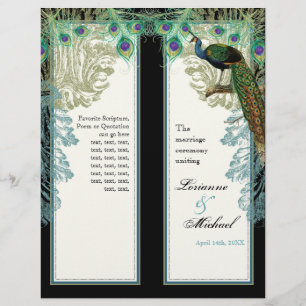 Vintage Peacock, Feathers - Wedding Program