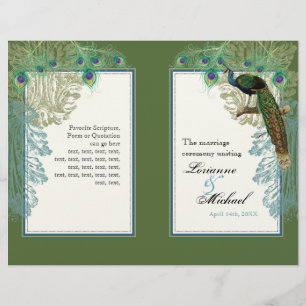 Vintage Peacock, Feathers - Wedding Program