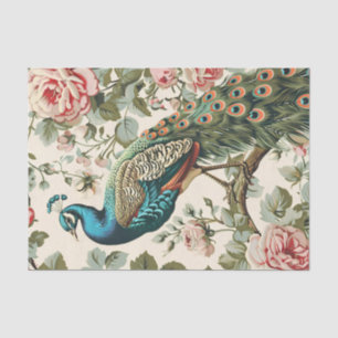 Vintage Peacock Floral Wallpaper Decoupage Tissue Paper