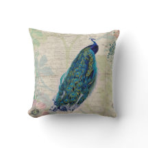 Vintage Peacock, Flowers and Butterfly