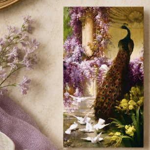 Vintage Peacock Garden Artwork   Romantic Wisteria Business Card