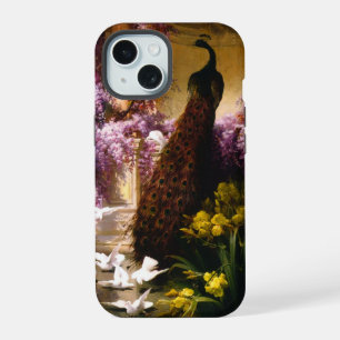 Vintage Peacock Garden Artwork Romantic Wisteria iPhone 15 Case