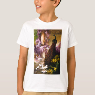 Vintage Peacock Garden Artwork   Romantic Wisteria T-Shirt