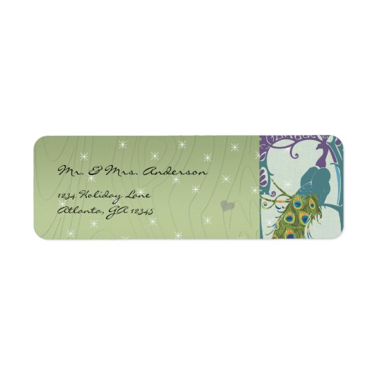 Vintage Peacock Green Wood Grain With Star Address Return Address Label