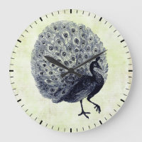 Vintage Peacock Illustration Wall Clock