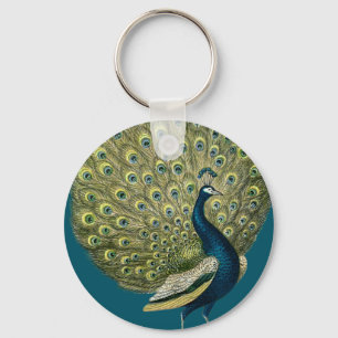 Vintage Peacock Key Ring