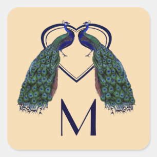 Vintage Peacock Monogram Stickers