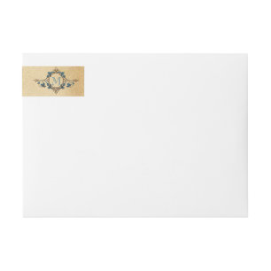 Vintage Peacock Monogram Wedding Wrap Around Label