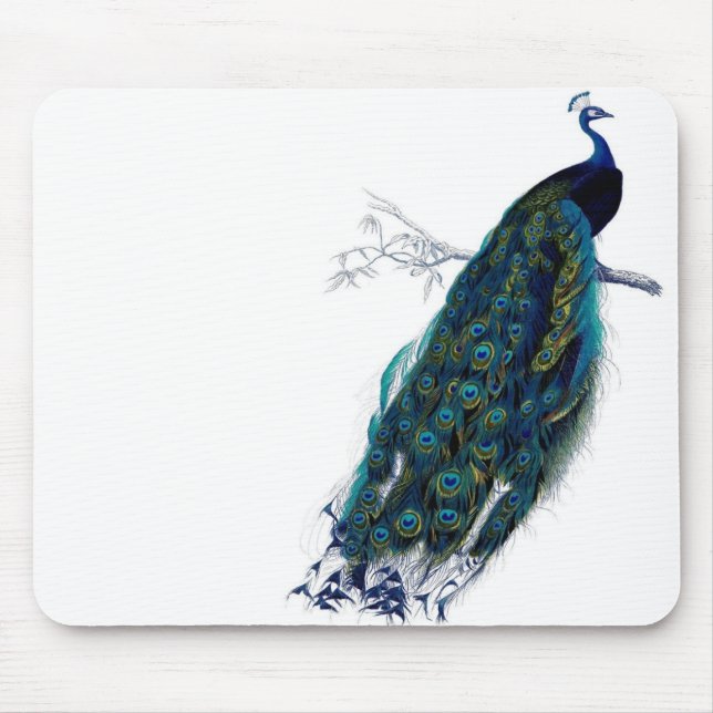 Vintage Peacock Mouse Mat (Front)