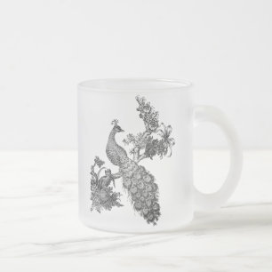 Vintage Peacock on Branch T-shirts and Gifts Frosted Glass Coffee Mug