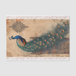 Vintage Peacock on Damask Ornamental Background #2 Tissue Paper