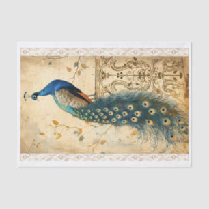 Vintage Peacock on Damask Ornamental Background #3 Tissue Paper