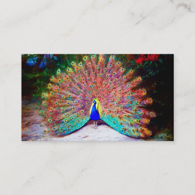 Vintage Peacock Painting Business Card (Front)